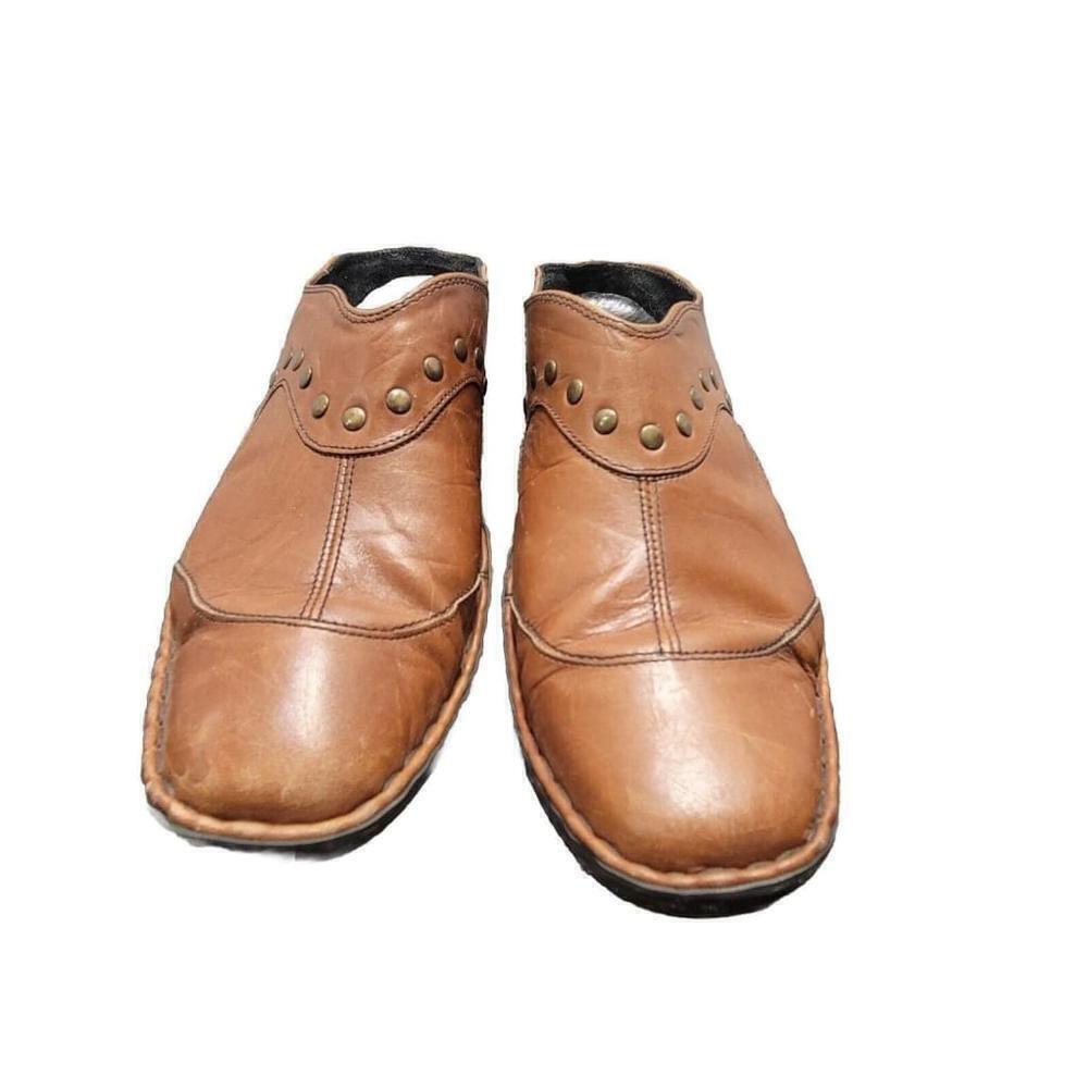 Josef Seibel Kimberly Studded Mules Brown Leather Heels Womens Size 41 US 9.5